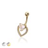 316L SURGICAL STEEL MULTI CZ DOUBLE HEART NON DANGLE BELLY BUTTON NAVEL RING 